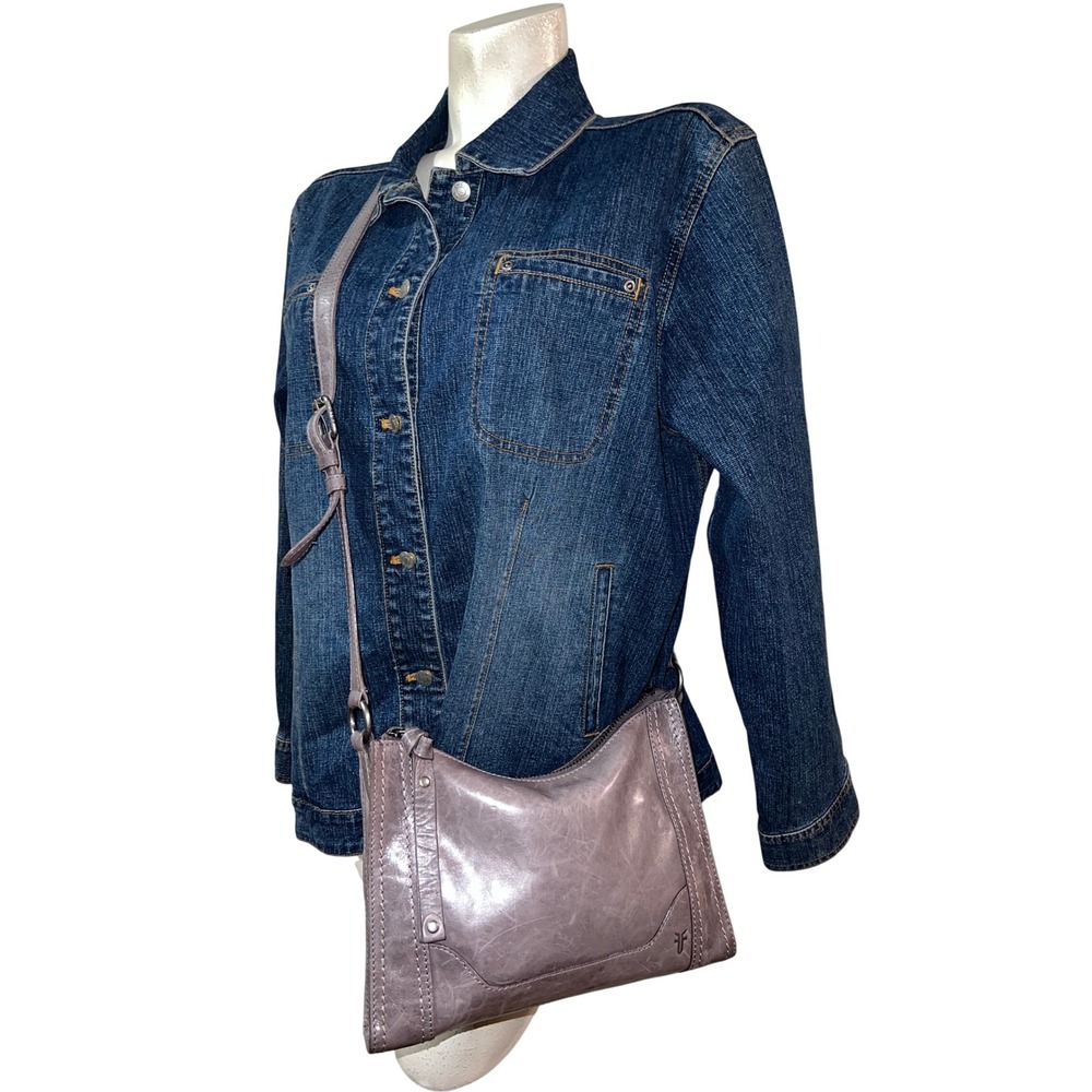 Frye Melissa Crossbody Bag Gray Distressed Leather Small Messenger Purse